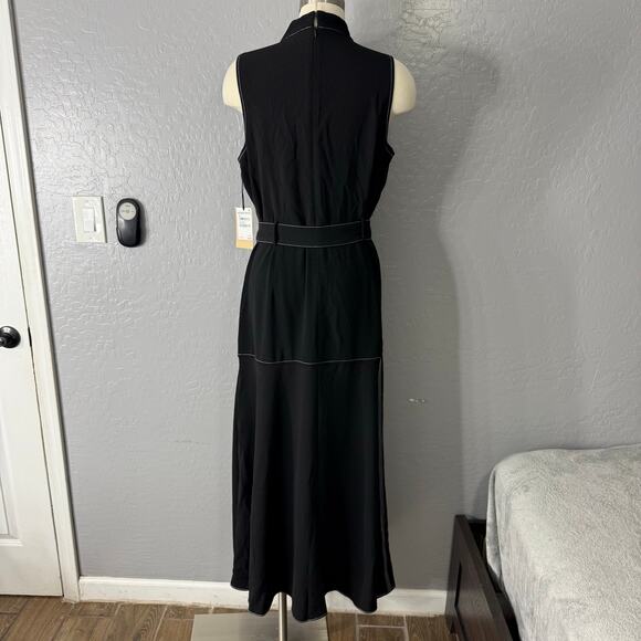 Halogen Topstitched Mock Neck Midi Dress, Black, S - Picture 2 of 9